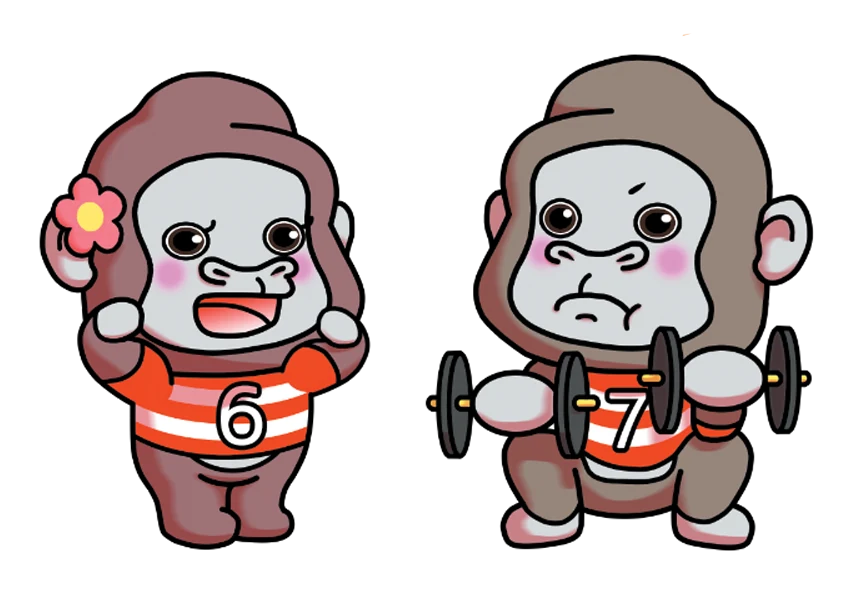 フランカーを動物で例えたゴリラのキャラクター。6番と7番