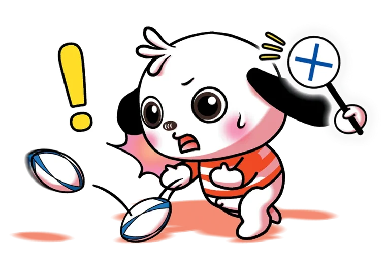 ボールを前に落としてしまうラガマルくん