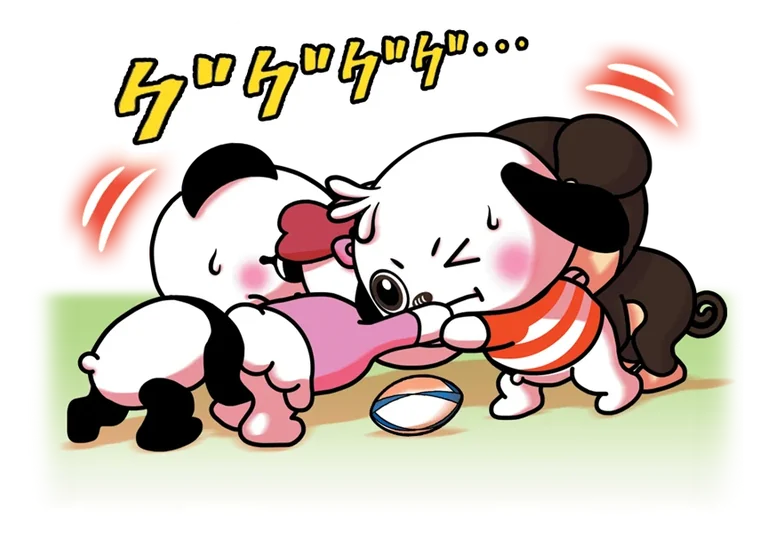 スクラムを組むラガマルくん
