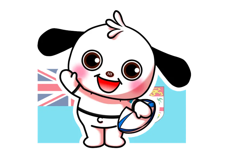 フィジー代表のジャージを着たラガマルくん