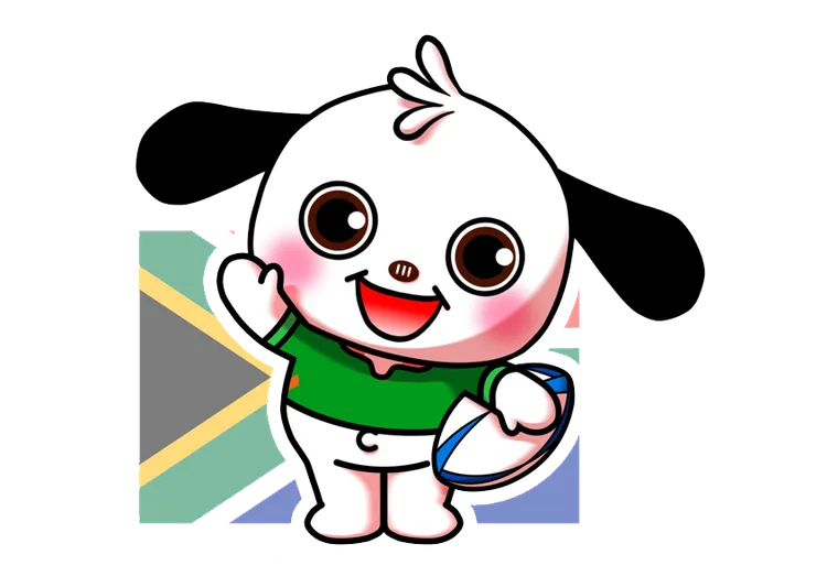 南アフリカ代表のジャージを着たラガマルくん