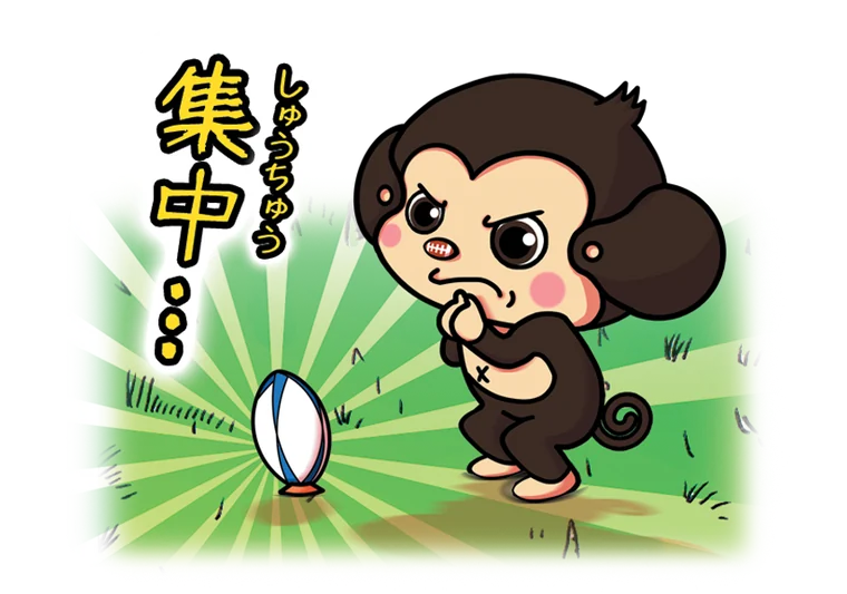 ペナルティゴールに集中するキャラクター