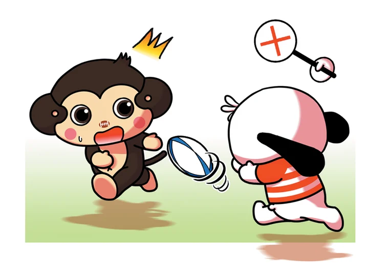 ボールを前に投げてしまうキャラクター