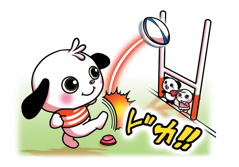コンバージョンキックを蹴るラガマルくん